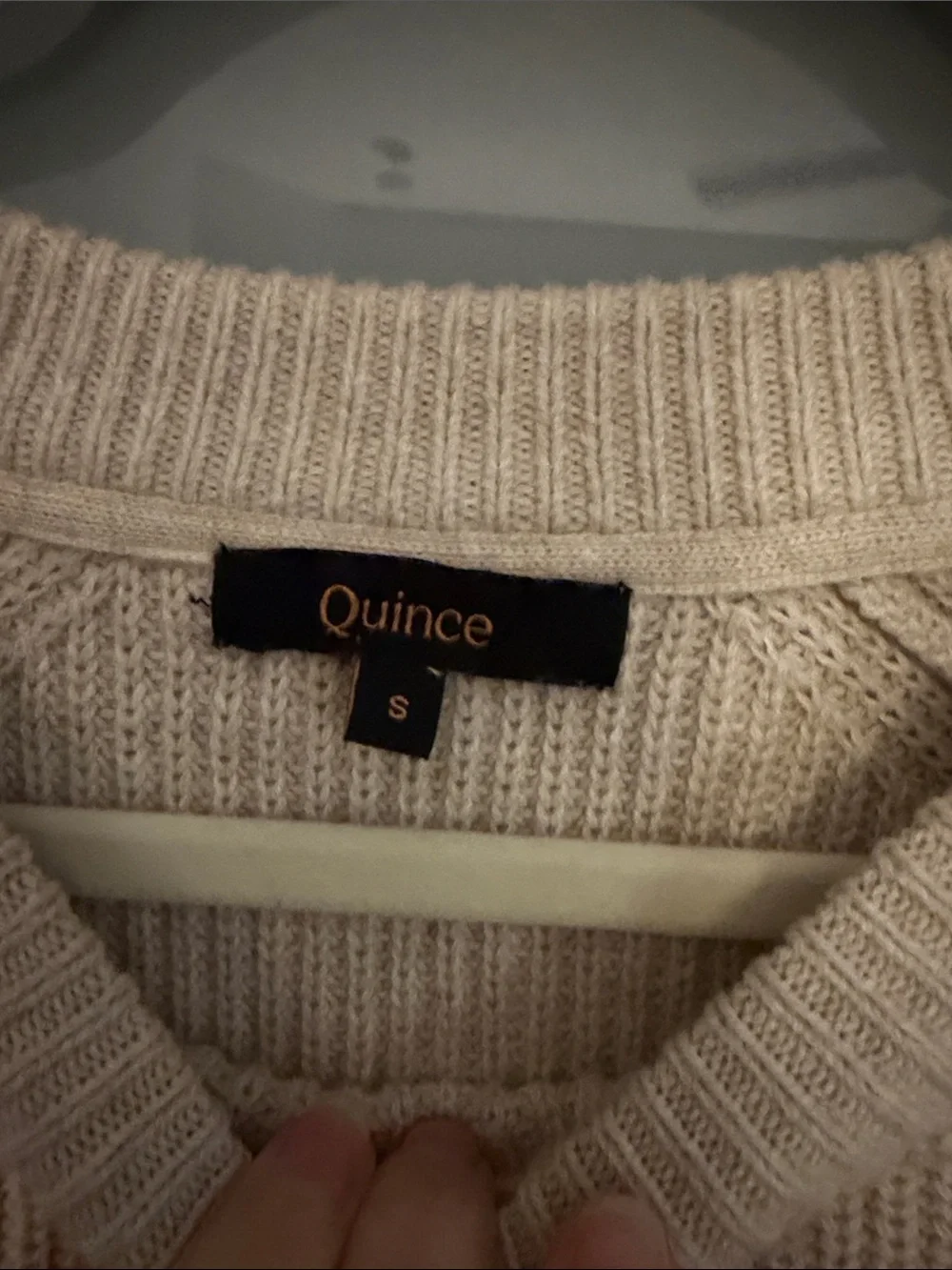$60 msrp Quince Men's organic cotton Crewneck Knit Sweater speckled beige small